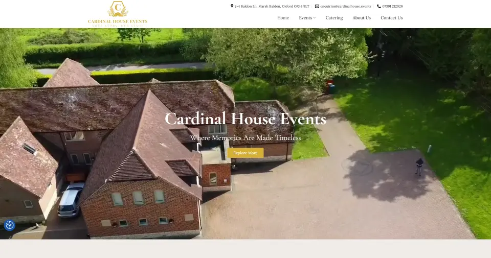 Responsive website design created by Ignyte for Cardinal House Events