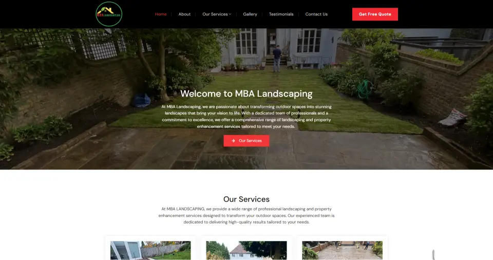 Responsive website design created by Ignyte for MBA Landscaping